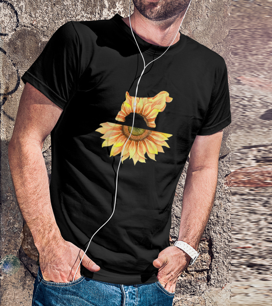 Cocker Spaniel Sunflower Dog Flower Fusion T-Shirt