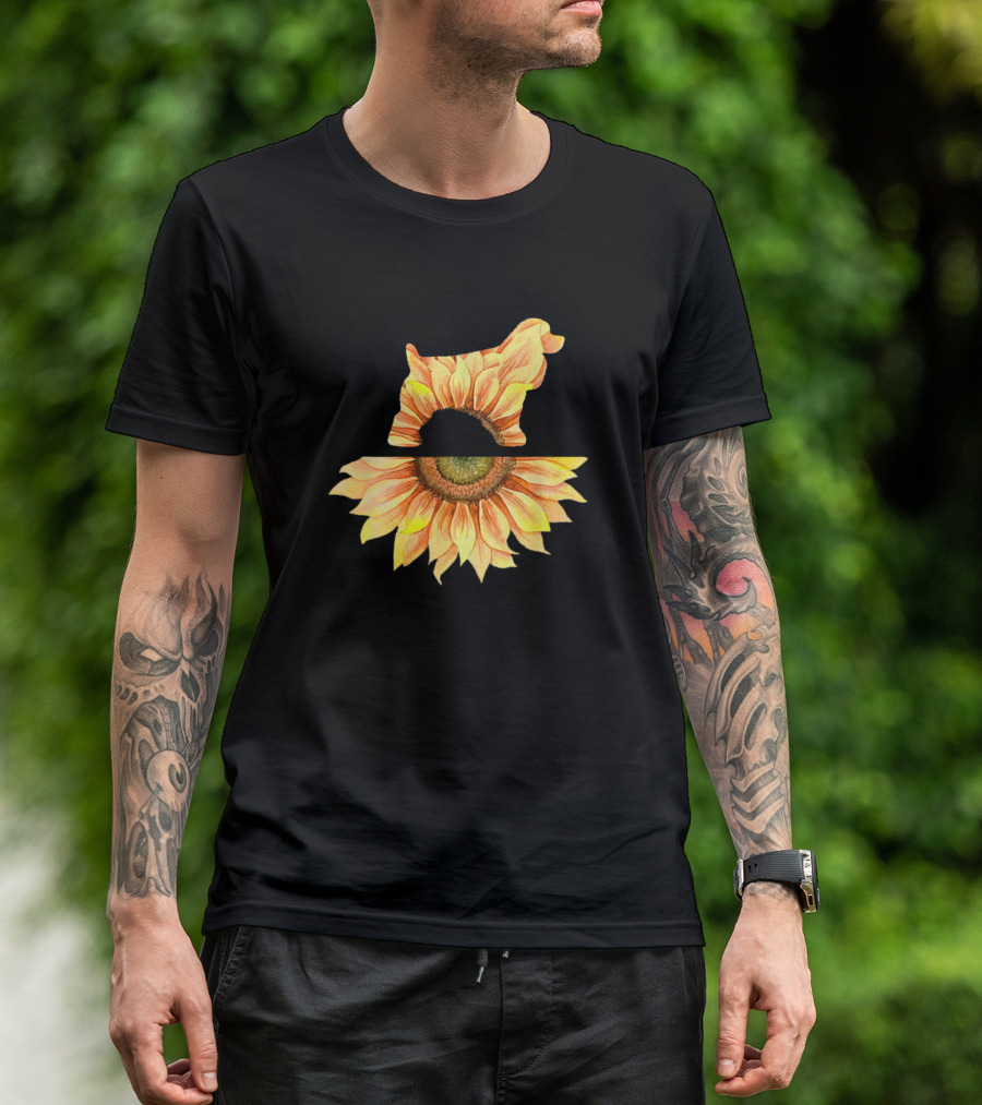 Cocker Spaniel Sunflower Dog Flower Fusion T-Shirt