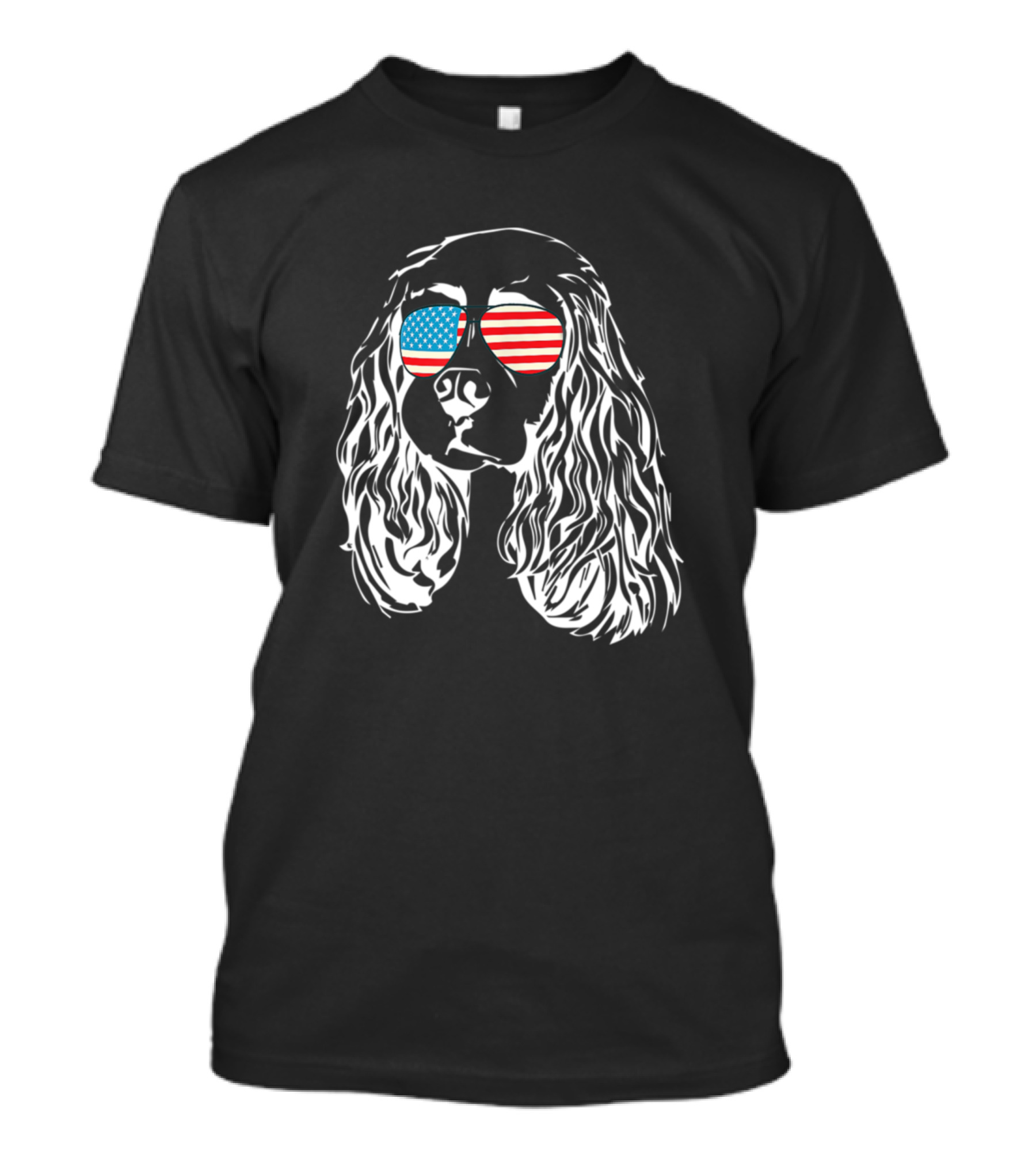 Cocker Spaniel With American Flag Sunglasses T-Shirt
