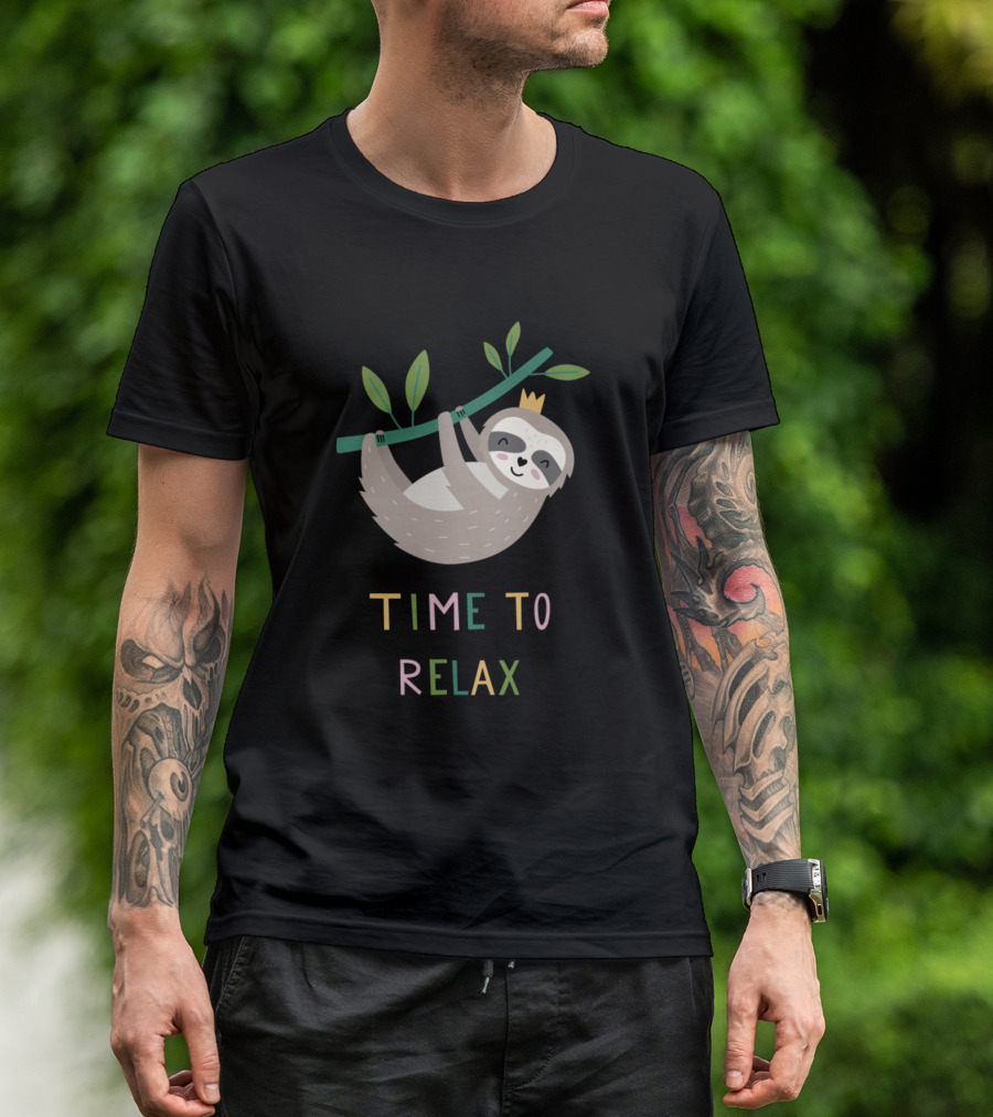 Time To Relax Cute Sloth Hanging On A Tree Branch T-Shirt