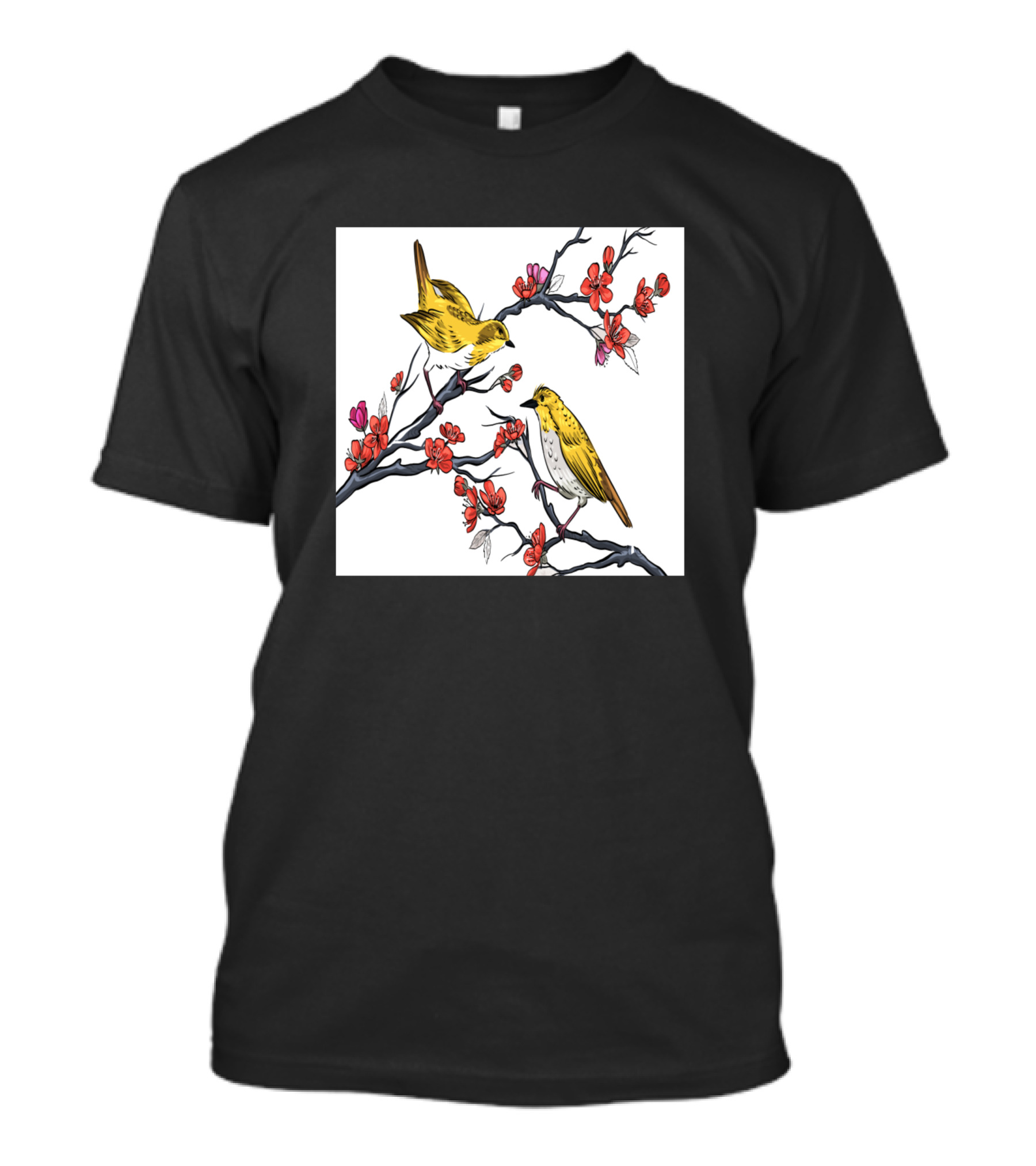 Flower Bed Chinese Birds With Blossoms T-Shirt