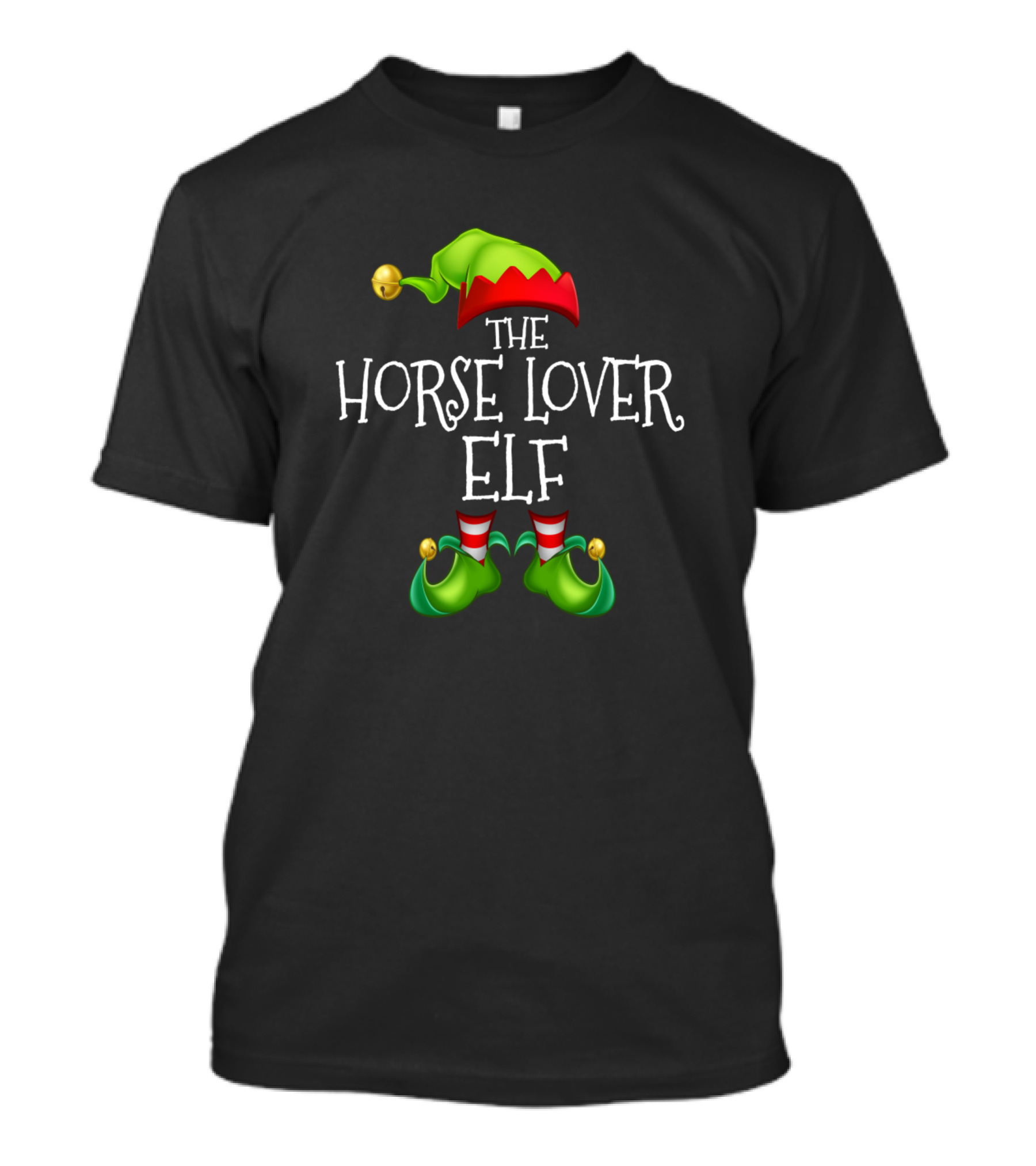 The Horse Lover Elf Christmas Hat And Shoes T-Shirt