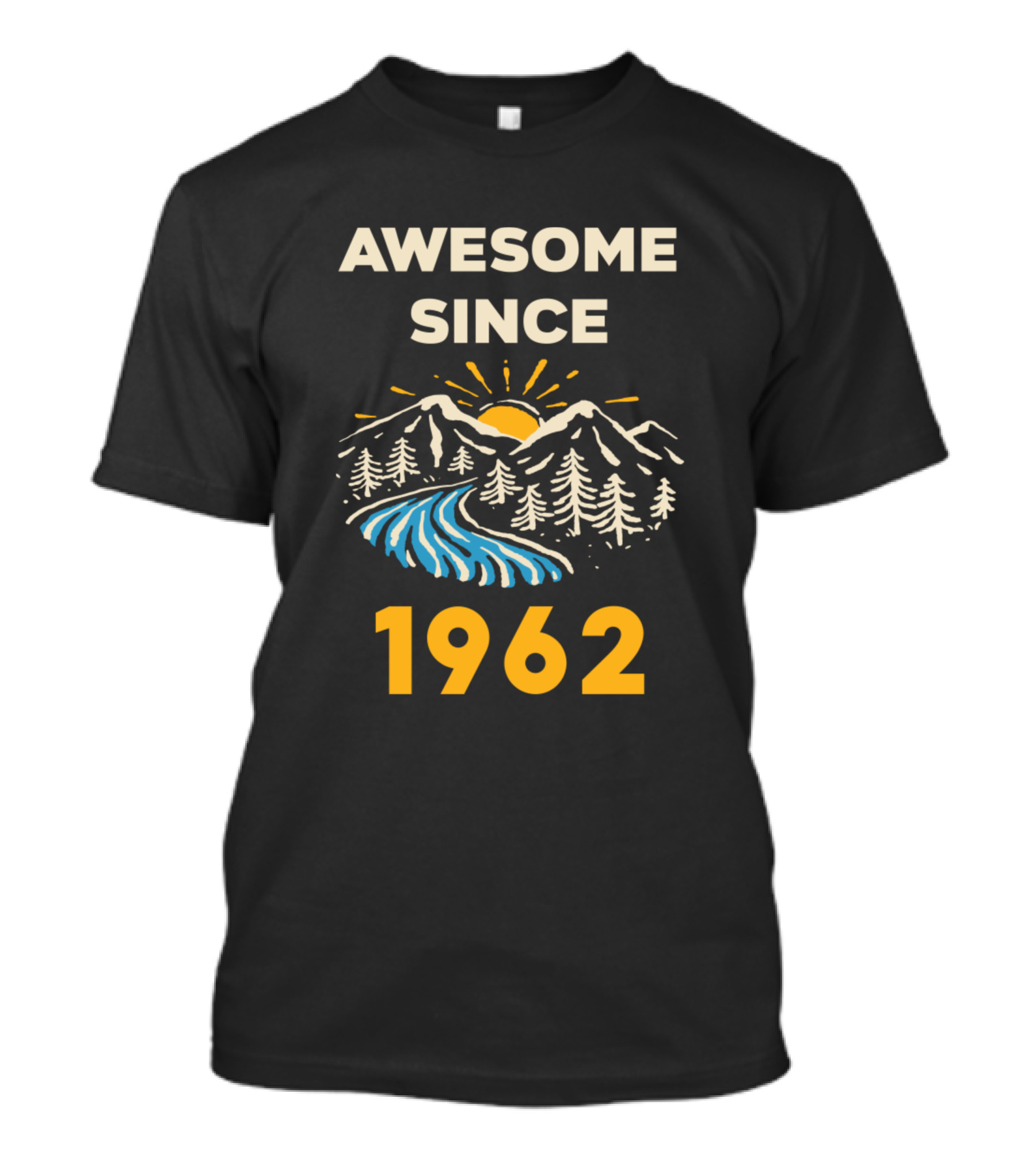AWESOME SINCE 1962 Mountain River Landscape T-Shirt