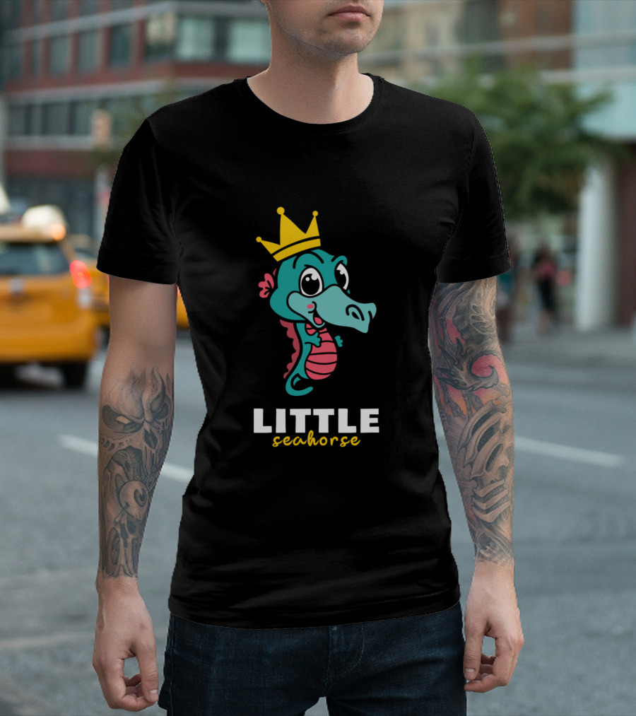 LITTLE Seahorse Crowned Cartoon Character T-Shirt