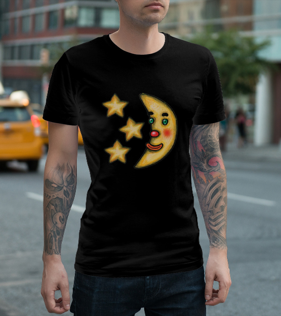 Moon And Stars Face with Happy Expression T-Shirt