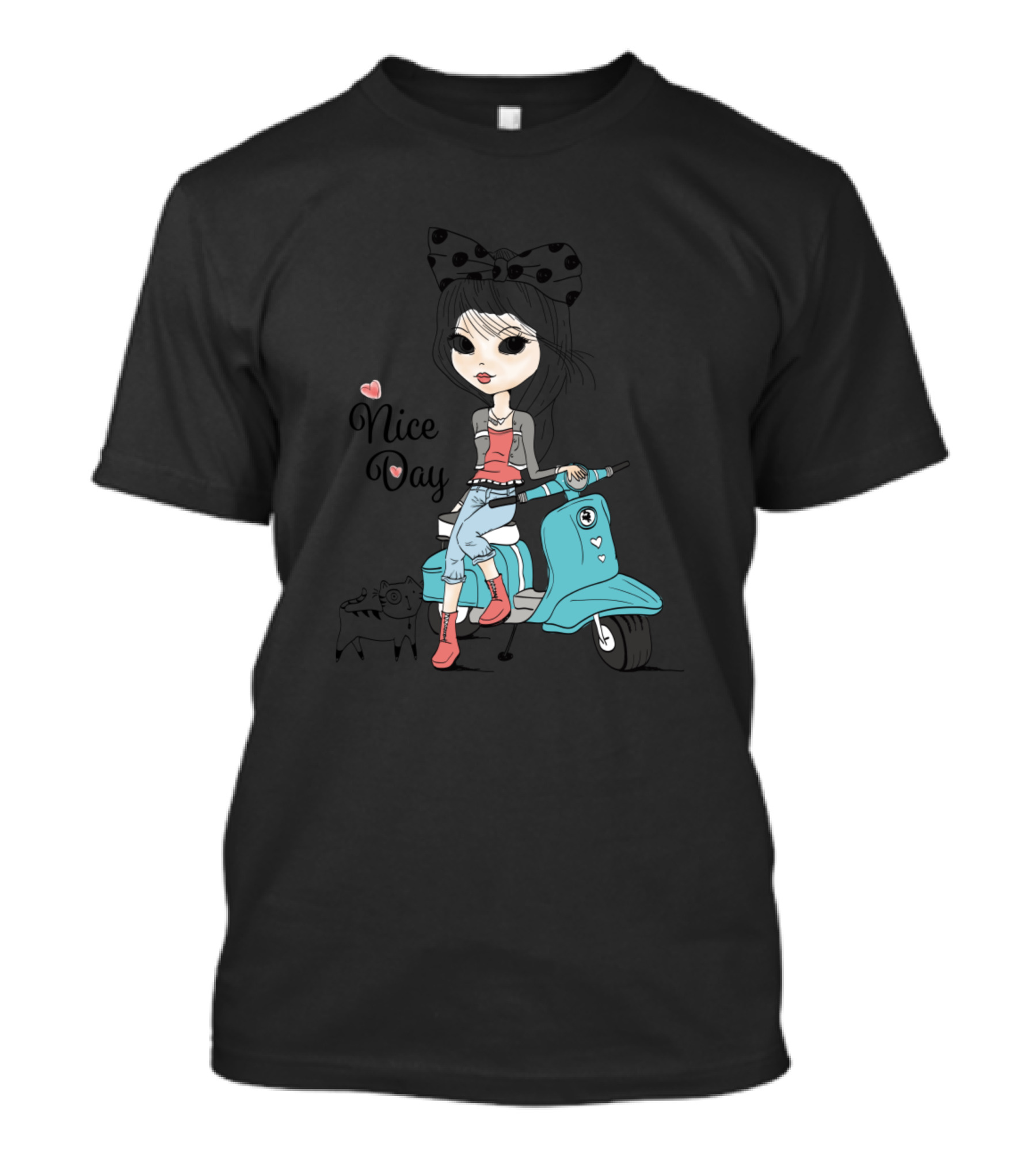 Nice Day Girl On Scooter With Heart And Dog T-Shirt
