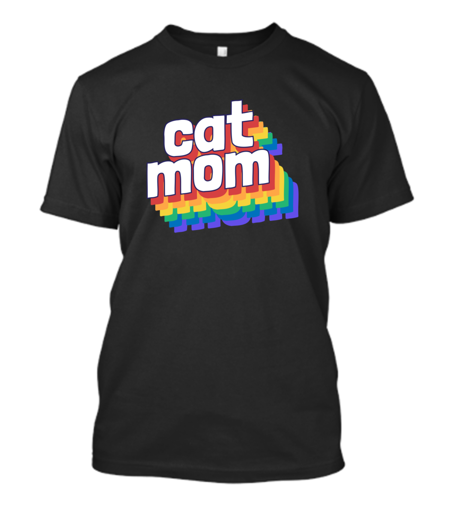 Cat Mom Rainbow 3D Text Trendy T-Shirt