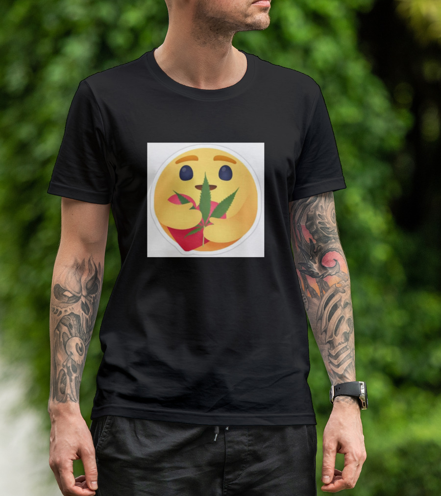 Rare Stoner Emoji Hugging Heart With Cannabis Leaves T-Shirt