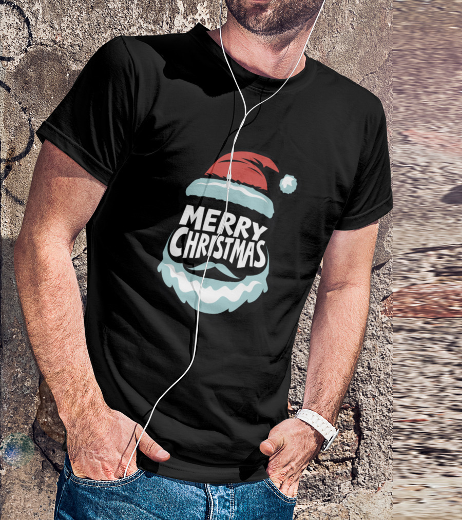 Merry Christmas Santa Claus Face Holiday Santa Hat T-Shirt