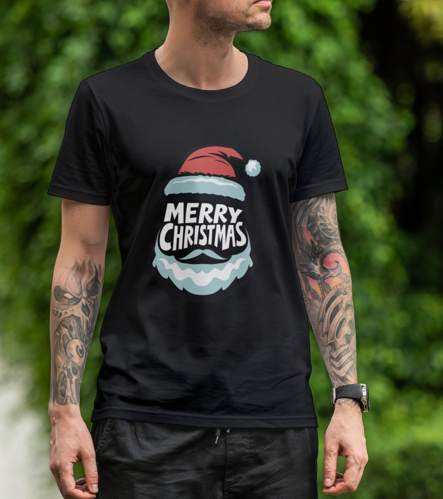 Merry Christmas Santa Claus Face Holiday Santa Hat T-Shirt
