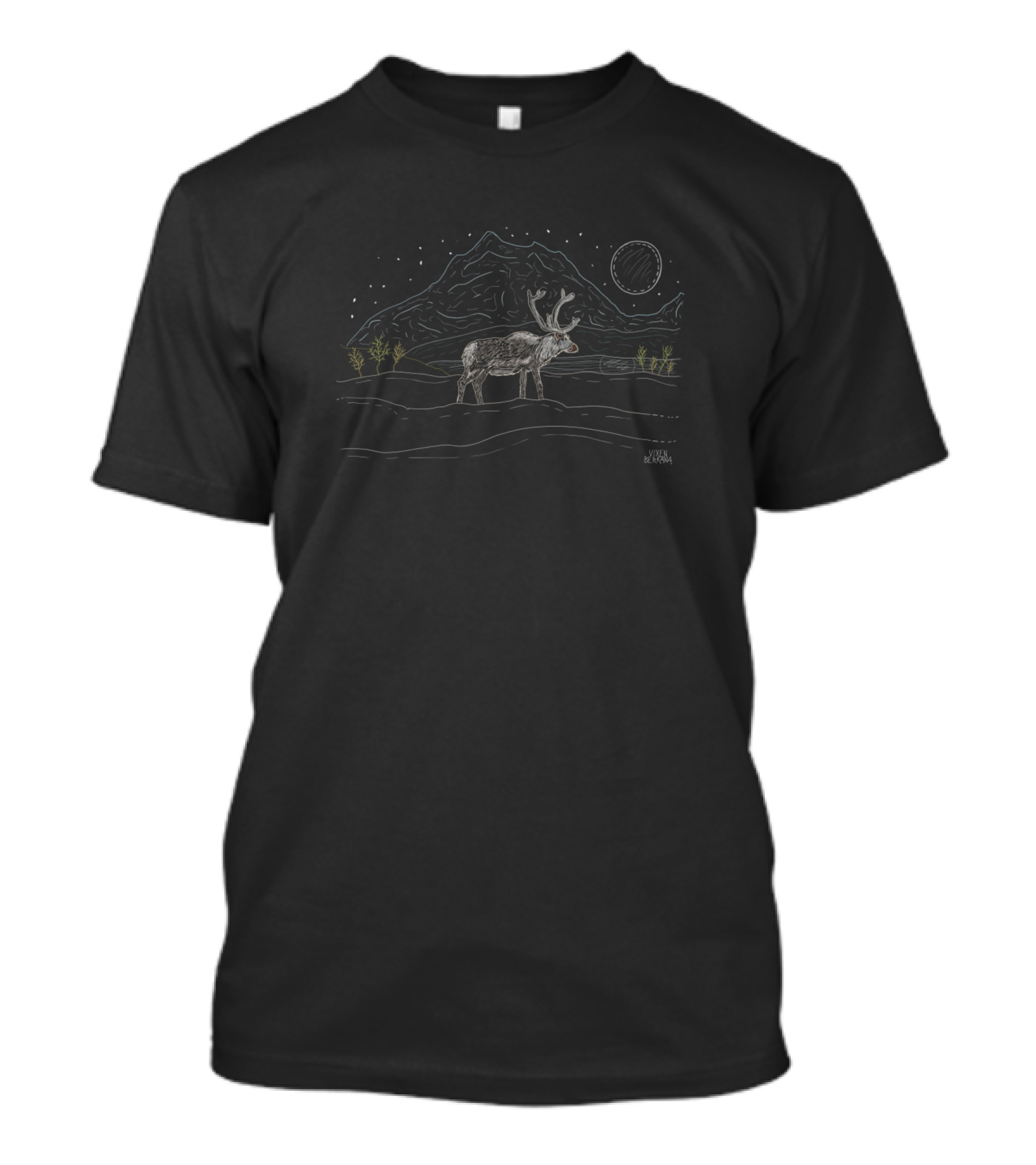 Wild Lands Mountain Night Elk Scene T-Shirt