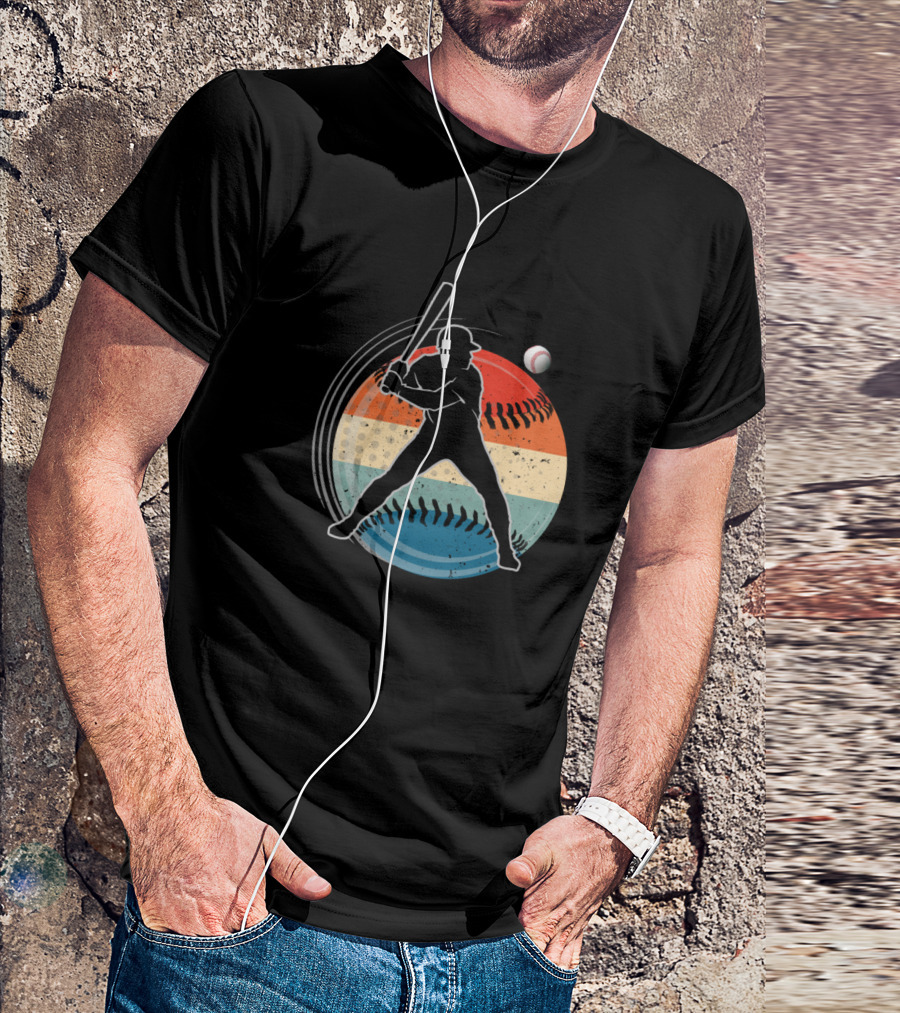 Vintage Baseball Hitter Player Sport Retro Baseball T-Shirt