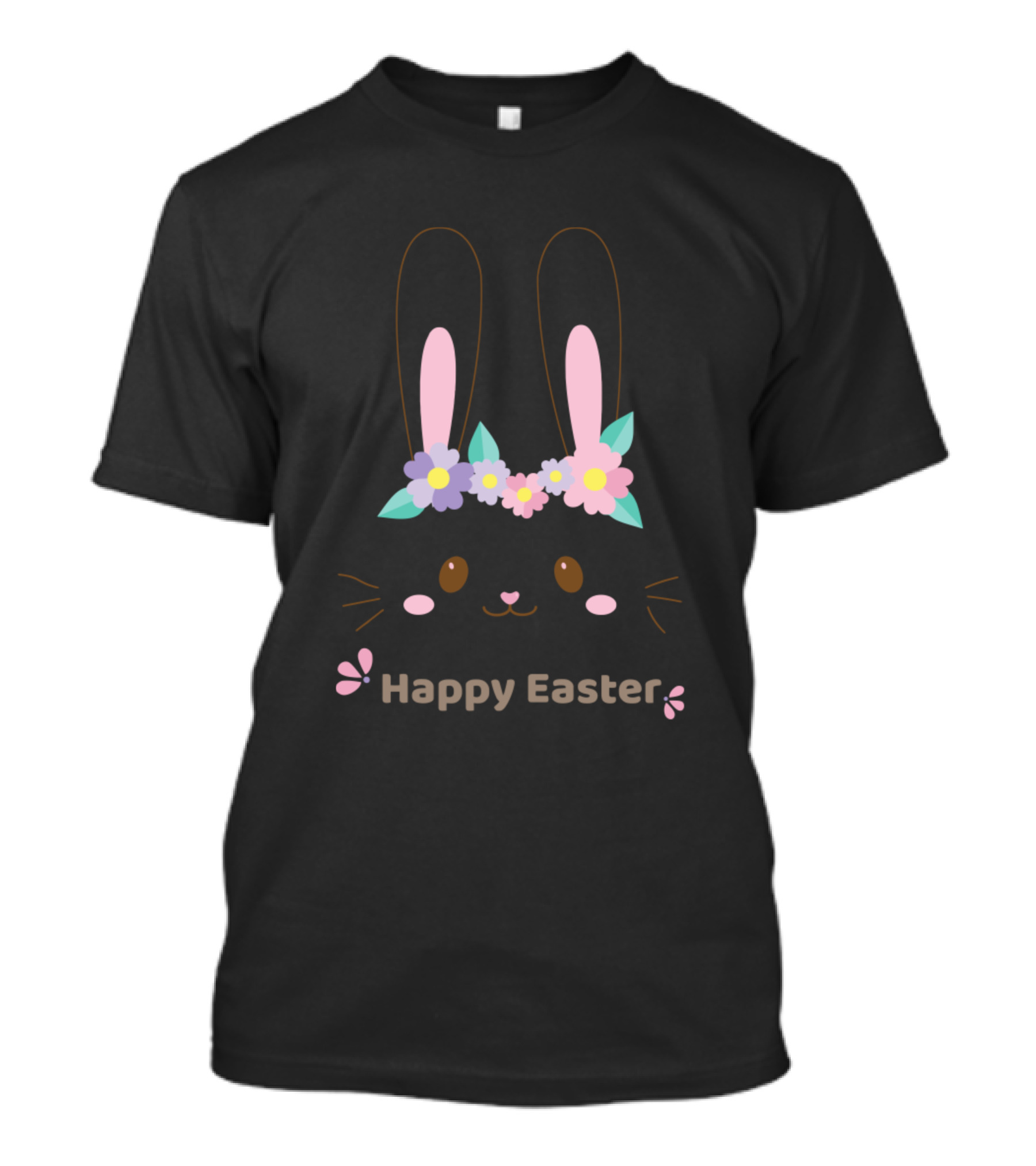 Happy Easter Floral Crown Bunny Face T-Shirt
