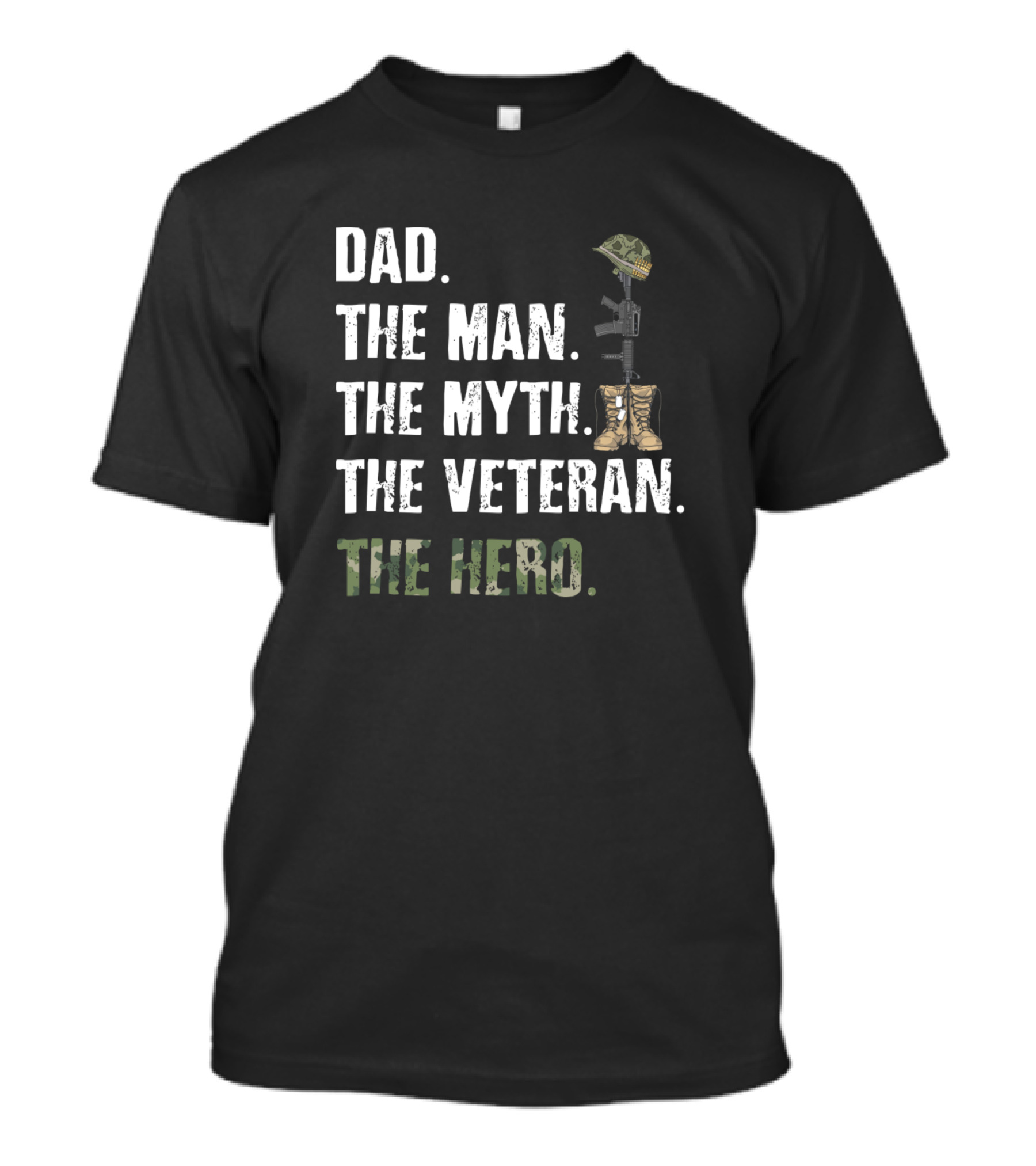 Dad The Man The Myth The Veteran The Hero USA Camouflage T-Shirt