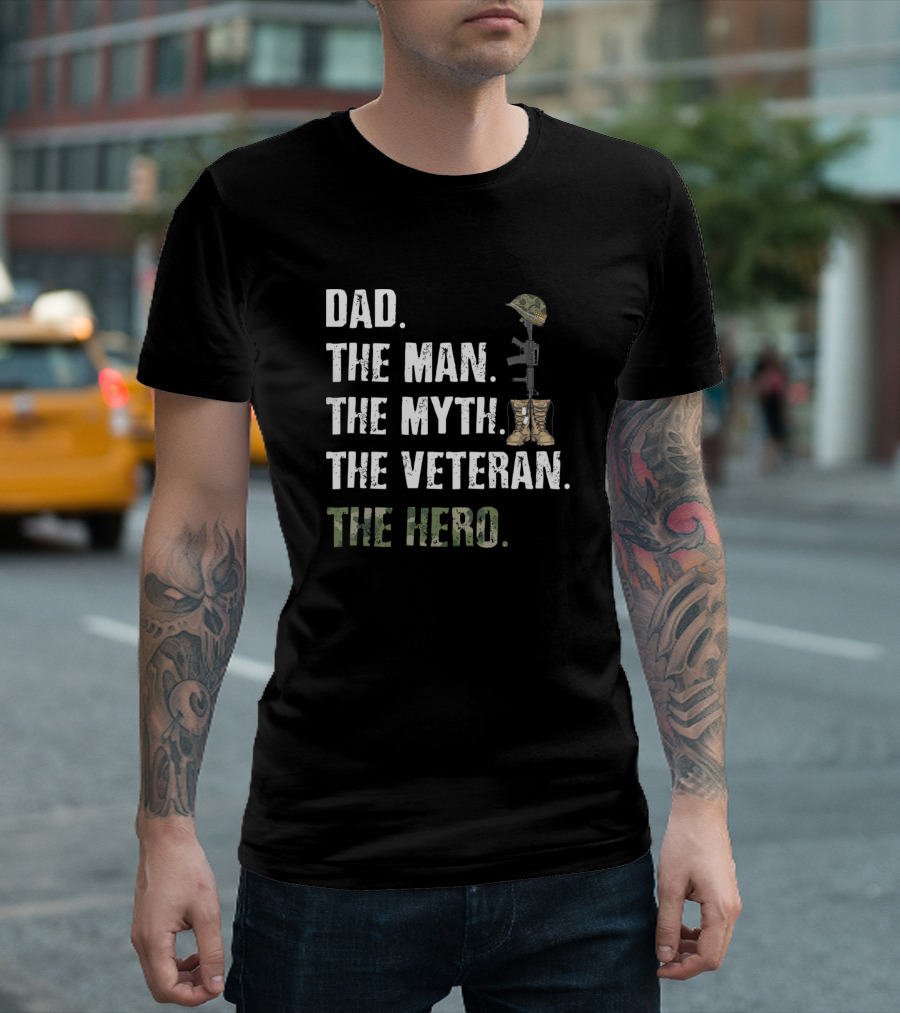 Dad The Man The Myth The Veteran The Hero USA Camouflage T-Shirt