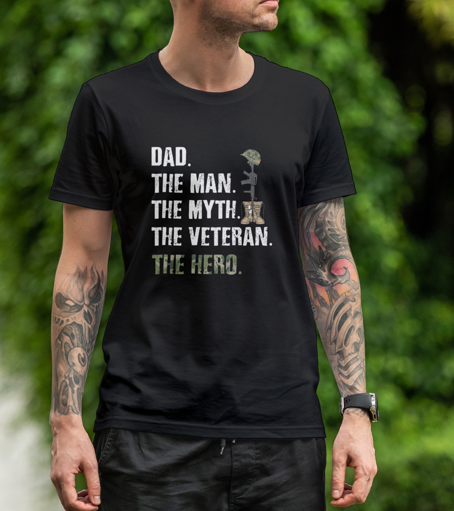 Dad The Man The Myth The Veteran The Hero USA Camouflage T-Shirt