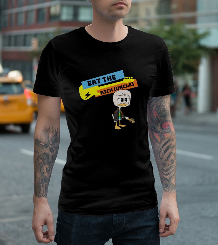 Eat The Rich Uncle Guitar-Wielding Duck Character T-Shirt