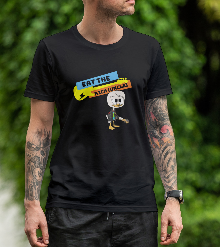 Eat The Rich Uncle Guitar-Wielding Duck Character T-Shirt