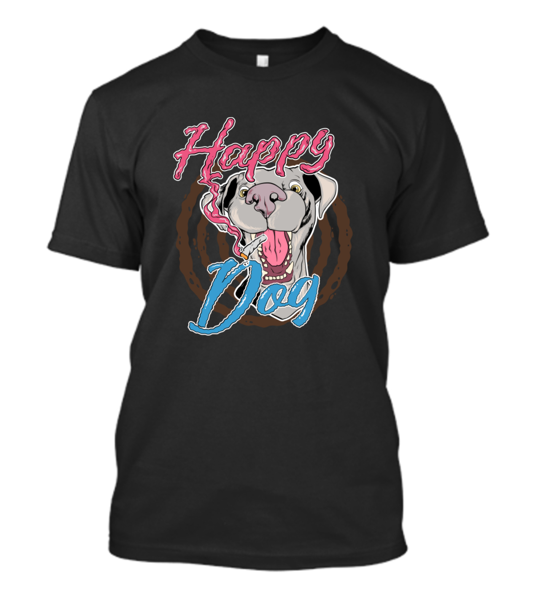 Happy Dog Smoking Cool Fun Concept T-Shirt