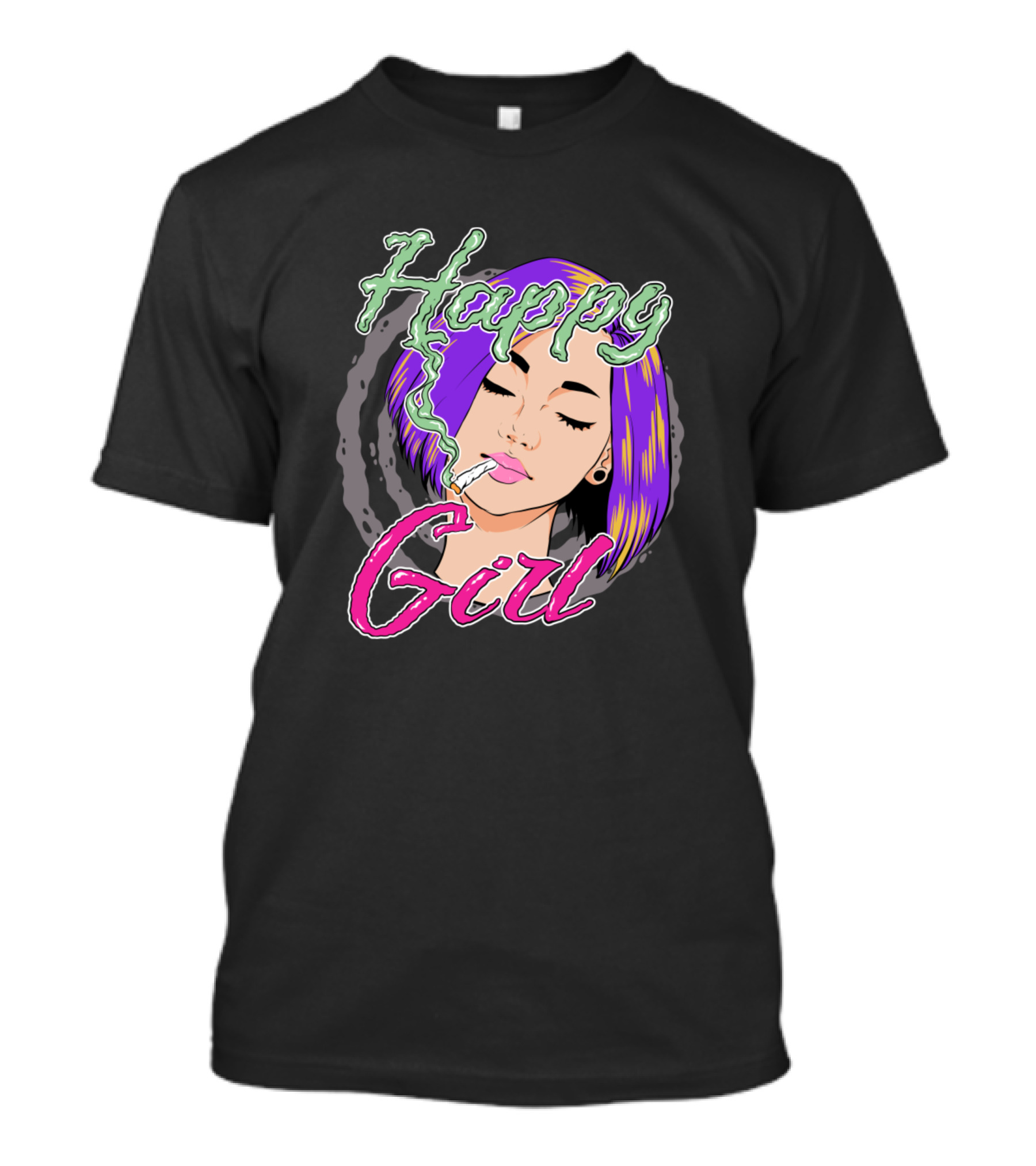 Happy Girl Smoking Pastel Pop T-Shirt