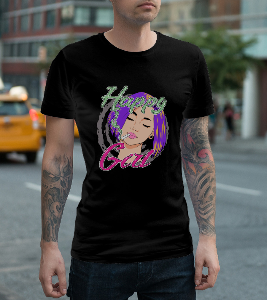 Happy Girl Smoking Pastel Pop T-Shirt