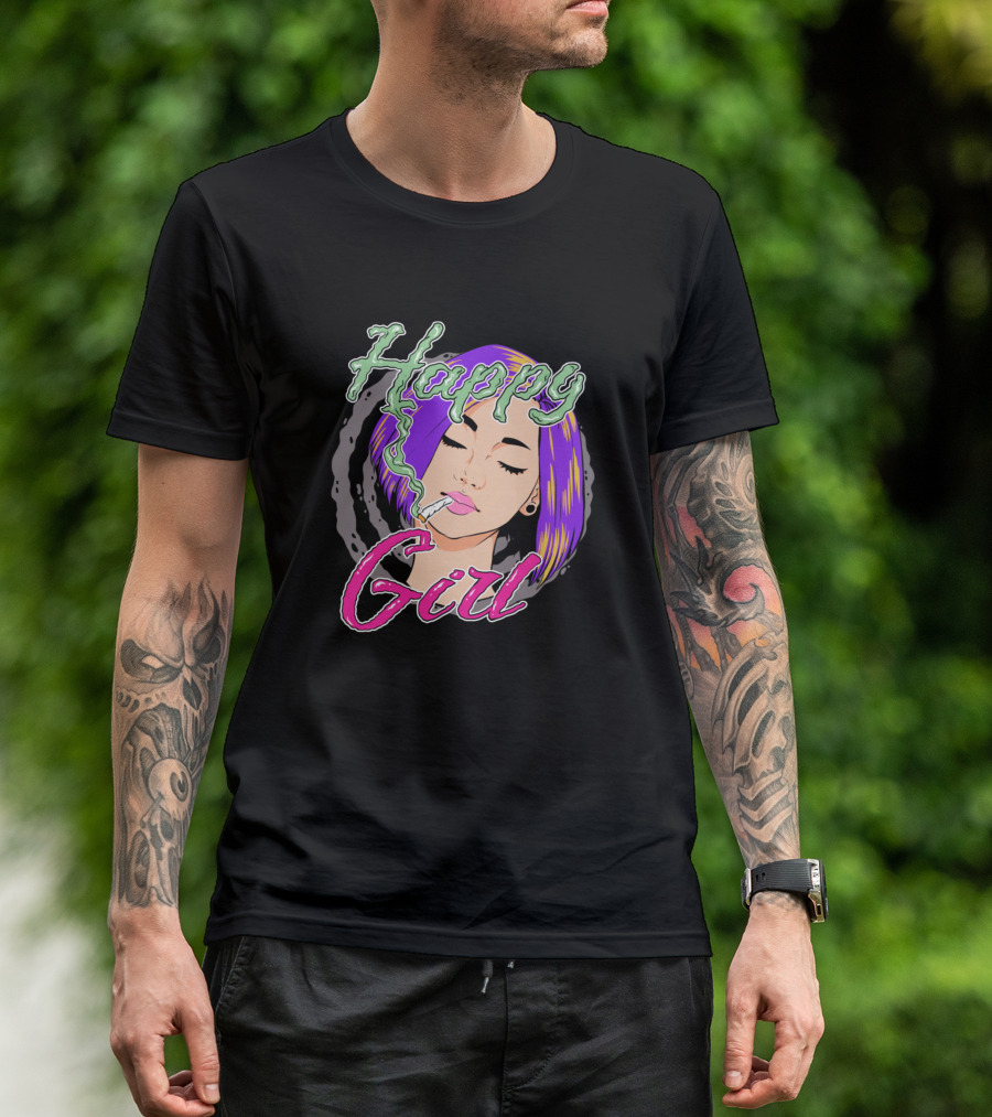 Happy Girl Smoking Pastel Pop T-Shirt