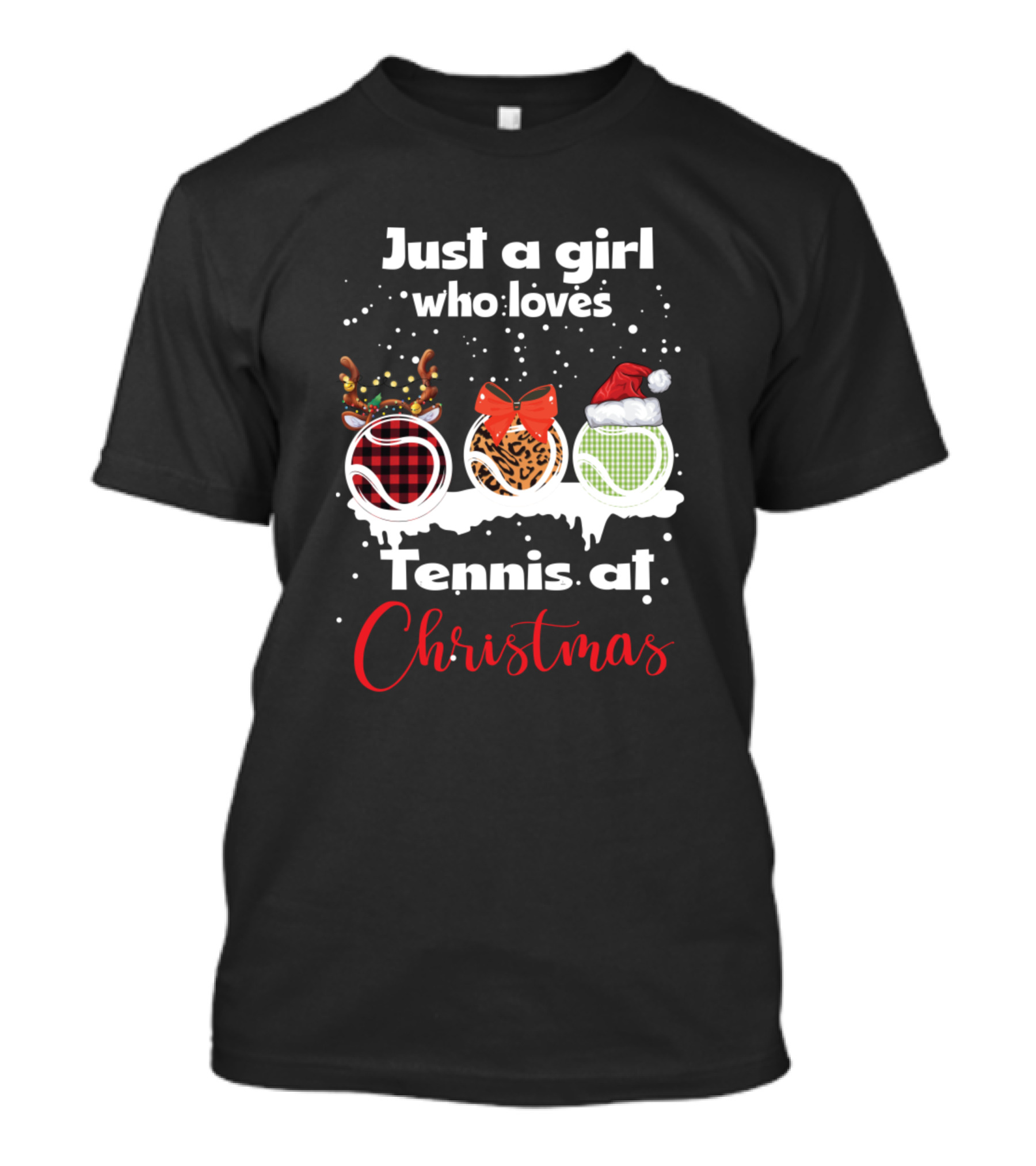 Just A Girl Who Loves Tennis At Christmas T-Shirt