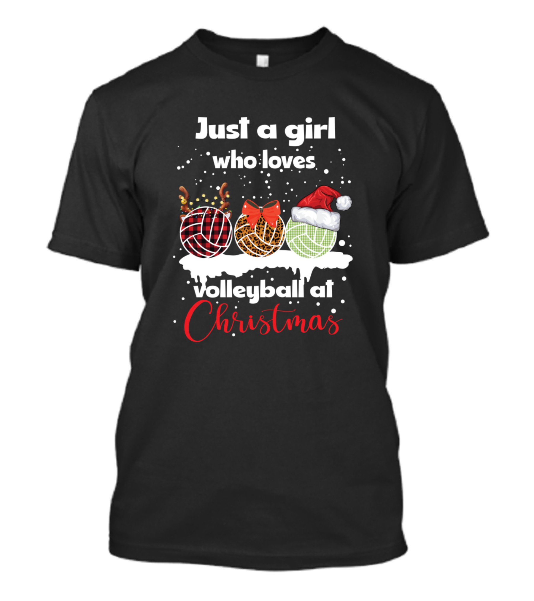 Just A Girl Who Loves Volleyball At Christmas T-Shirt
