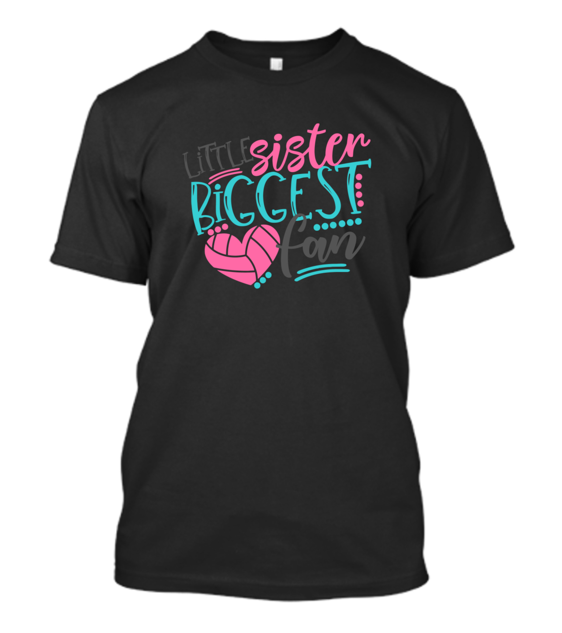 Little Sister Biggest Fan Heart Design With Colorful Accents T-Shirt