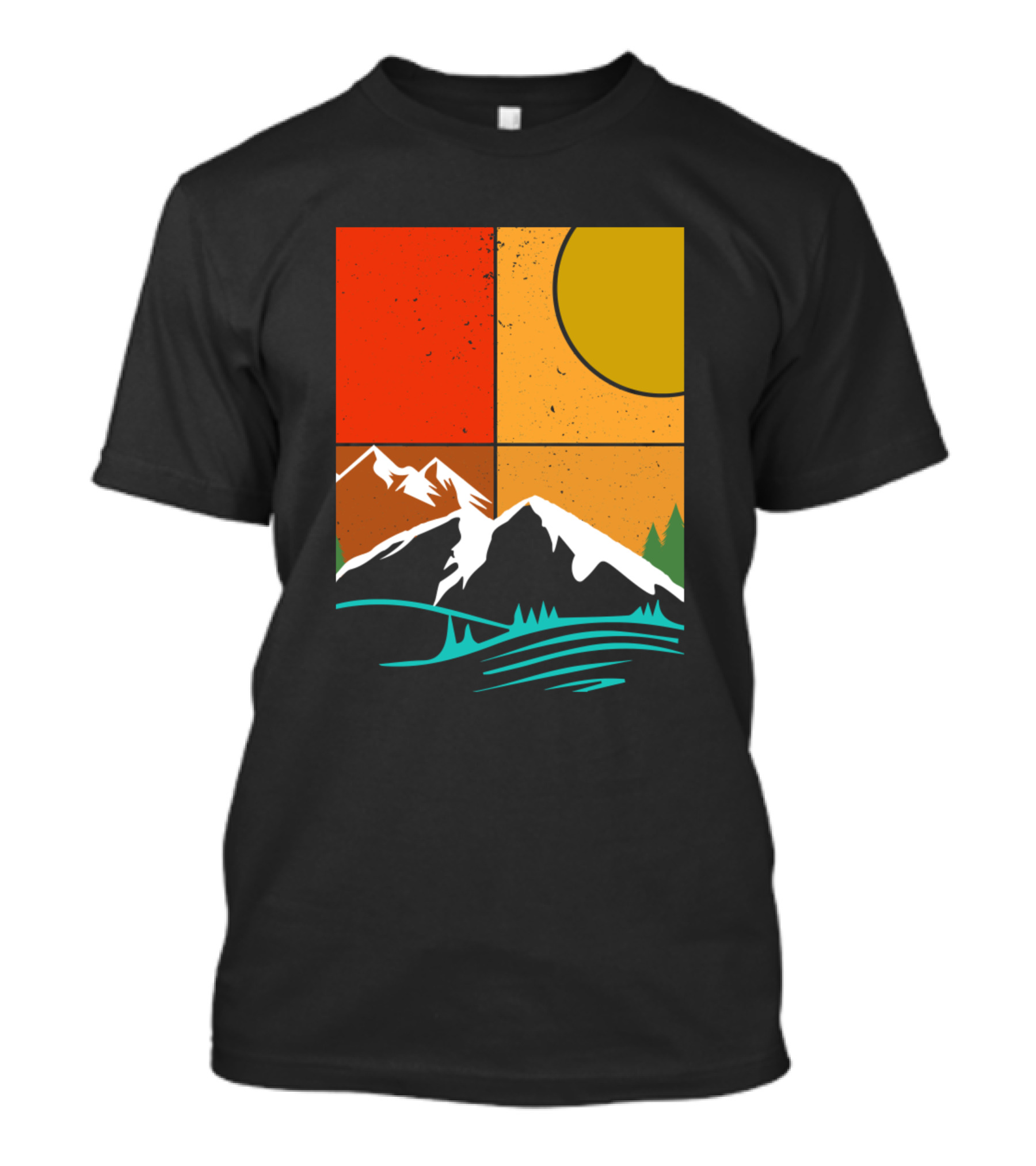 Lover Of Nature Mountain Sunset Panels T-Shirt