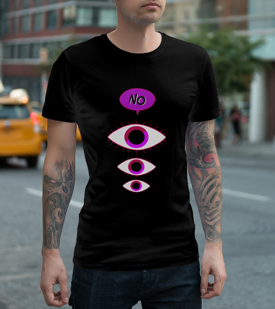 No Eyes Pink Bubble Text Eyeballs T-Shirt