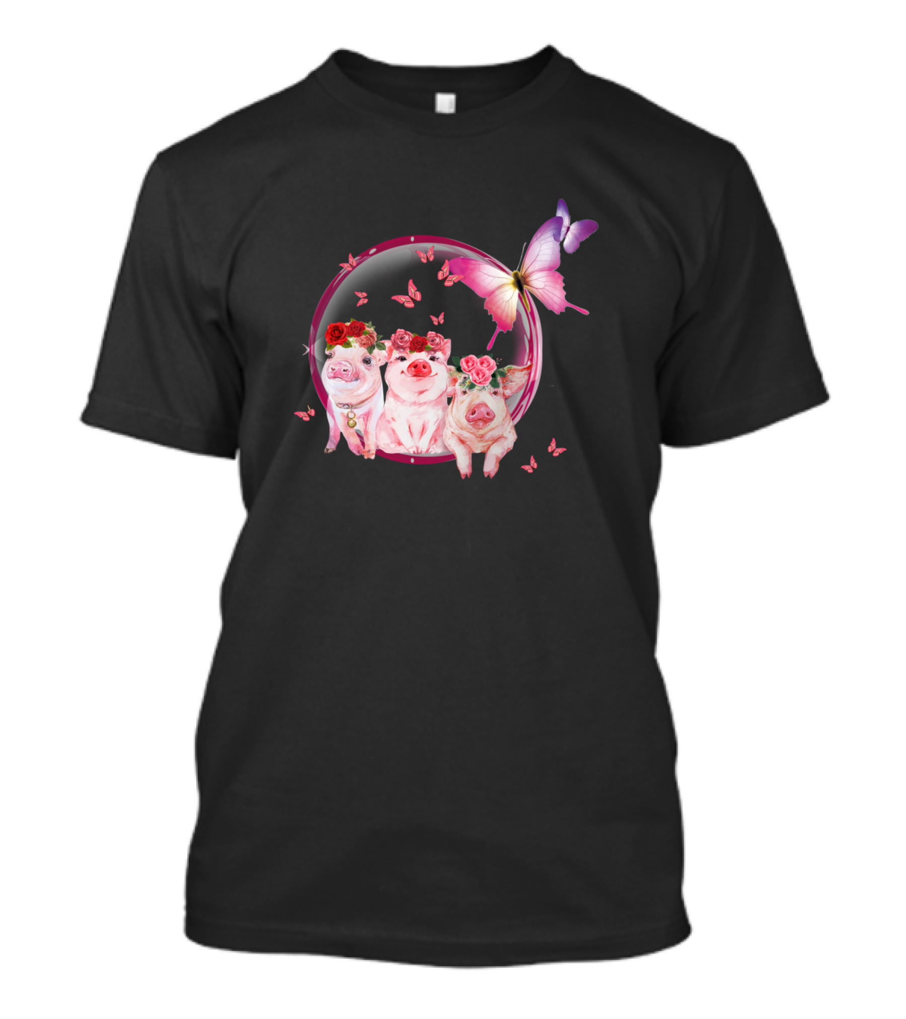 Pig God Is Great Pigs Are Good People Are Crazy With Floral Pigs And Butterfly T-Shirt