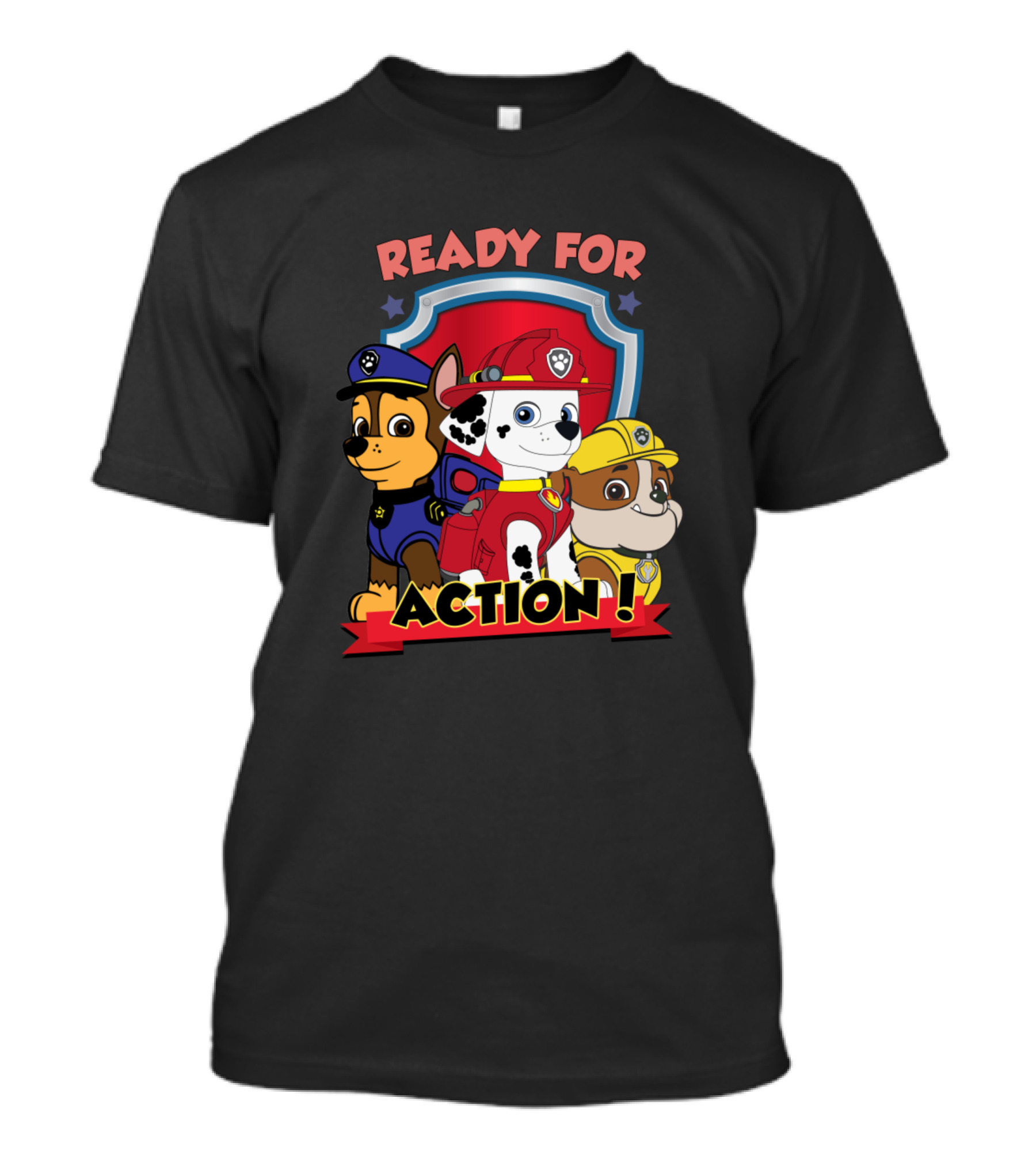Ready For Action Paw Patrol Cartoon Chase Marshall Rubble T-Shirt
