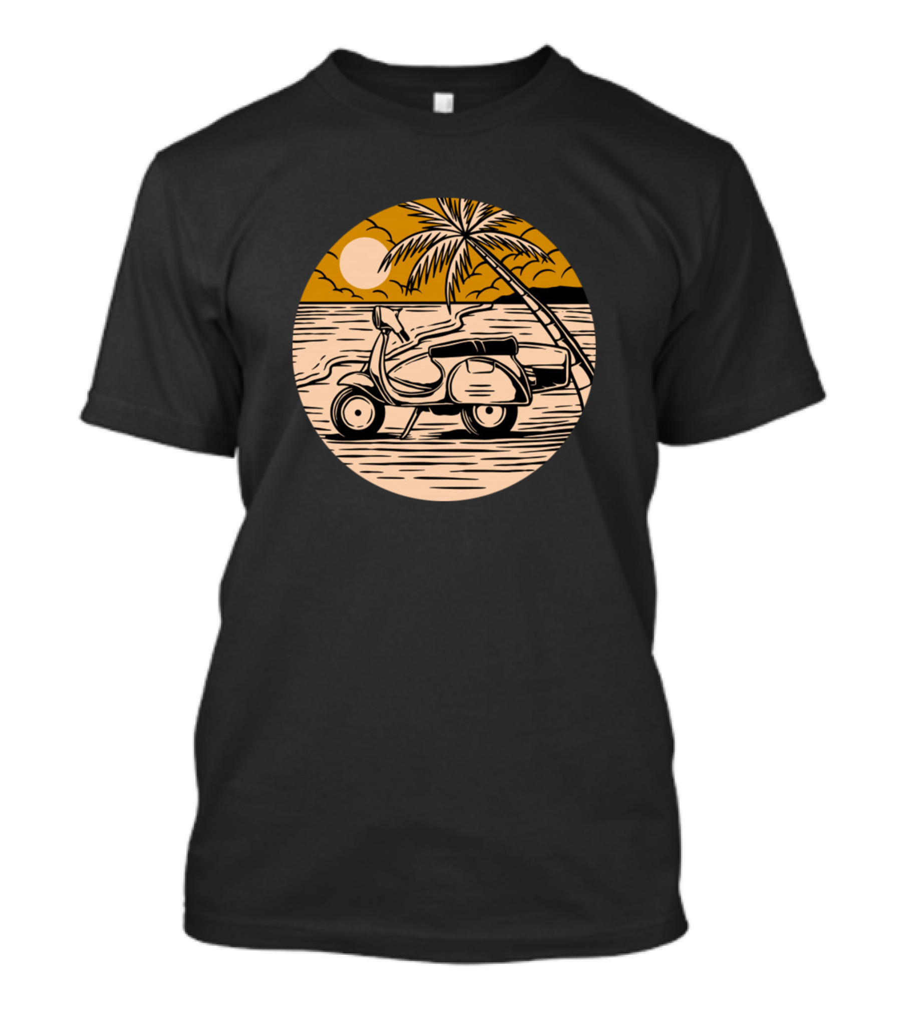 Summer Vespa Palm Beach Sunset Scene T-Shirt