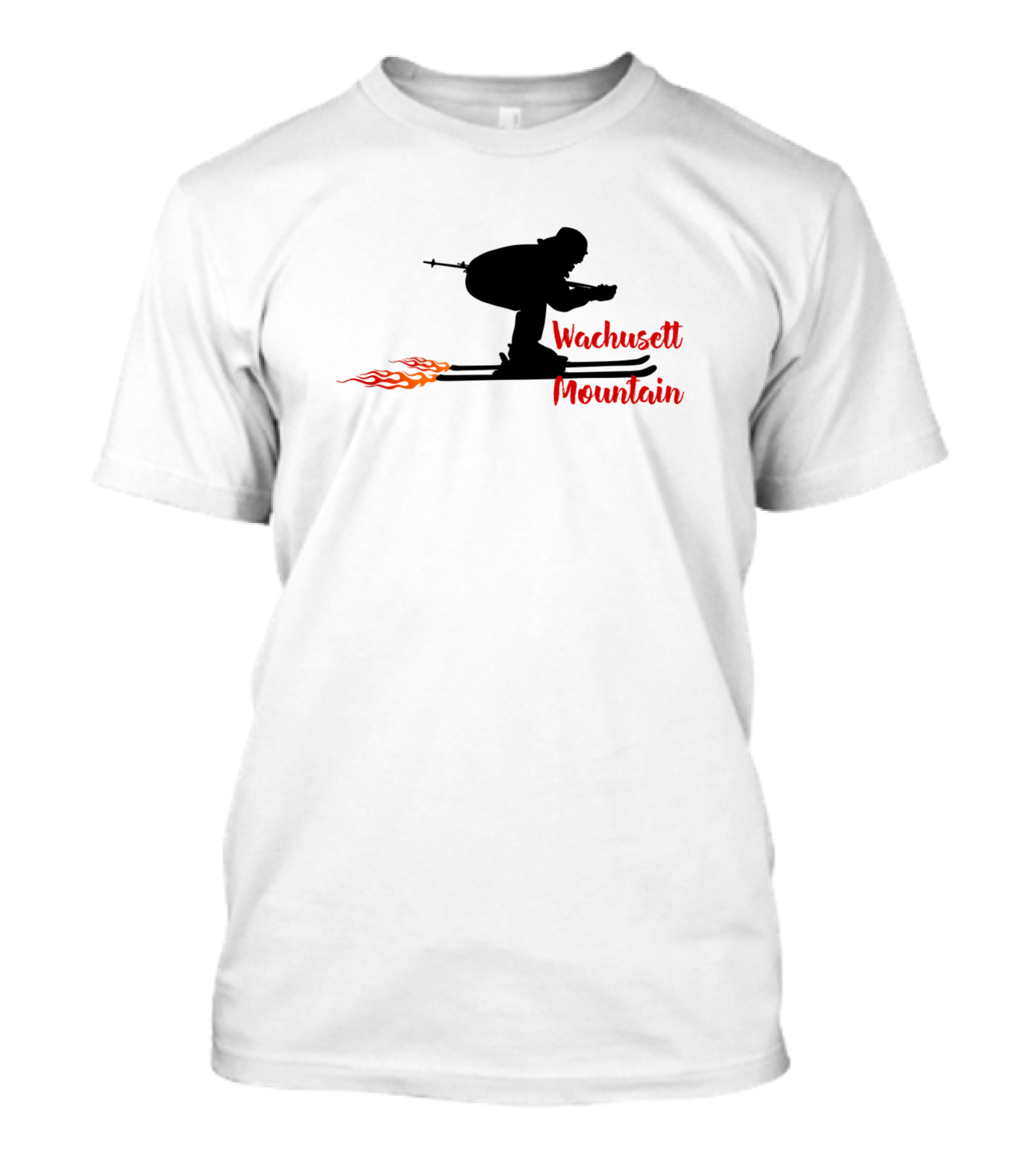Wachusett Mountain Skiing Silhouette With Flames United States T-Shirt