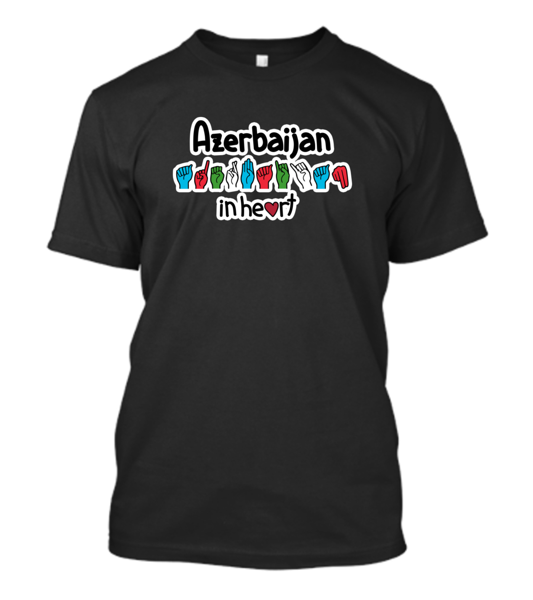 Azerbaijan Love Flag Colors ASL American Sign Language Heart T-Shirt