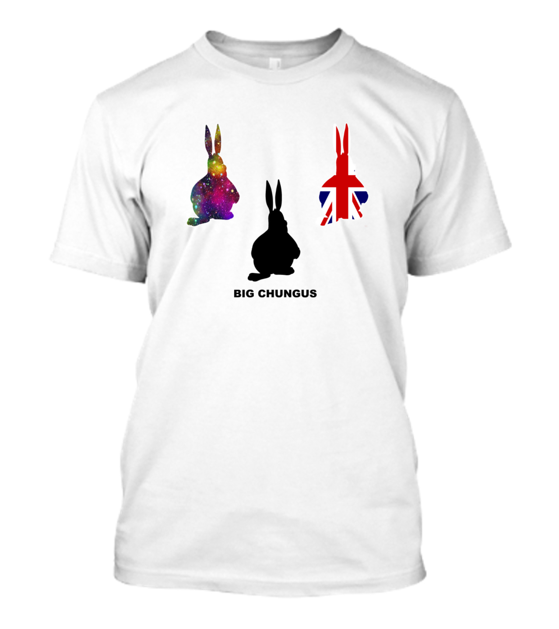 Big Chungus Fat Bunny Meme British Flag Galaxy Shadow Sticker Pack T-Shirt