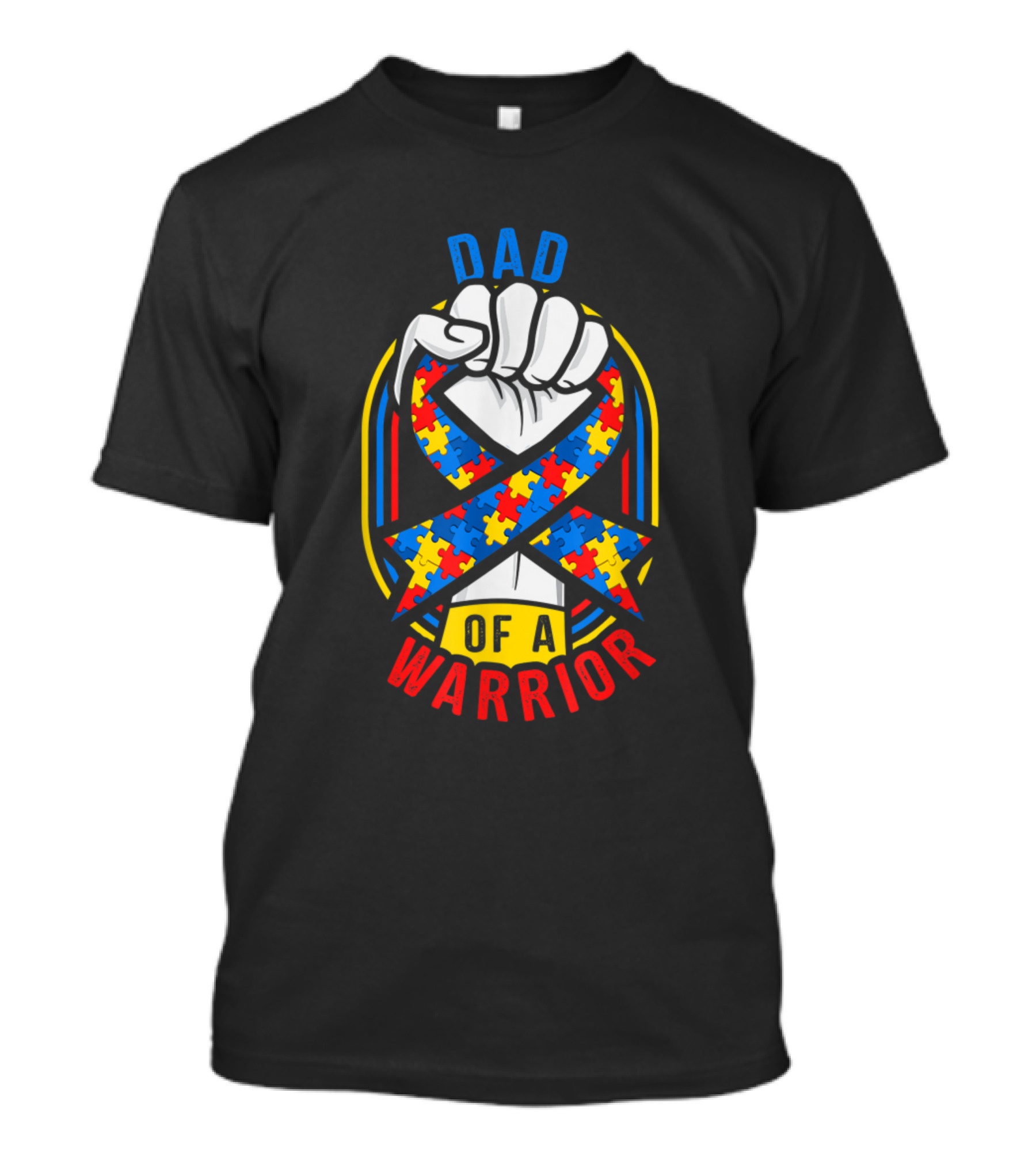 Dad Of A Warrior Autism Awareness Fist Puzzle T-Shirt
