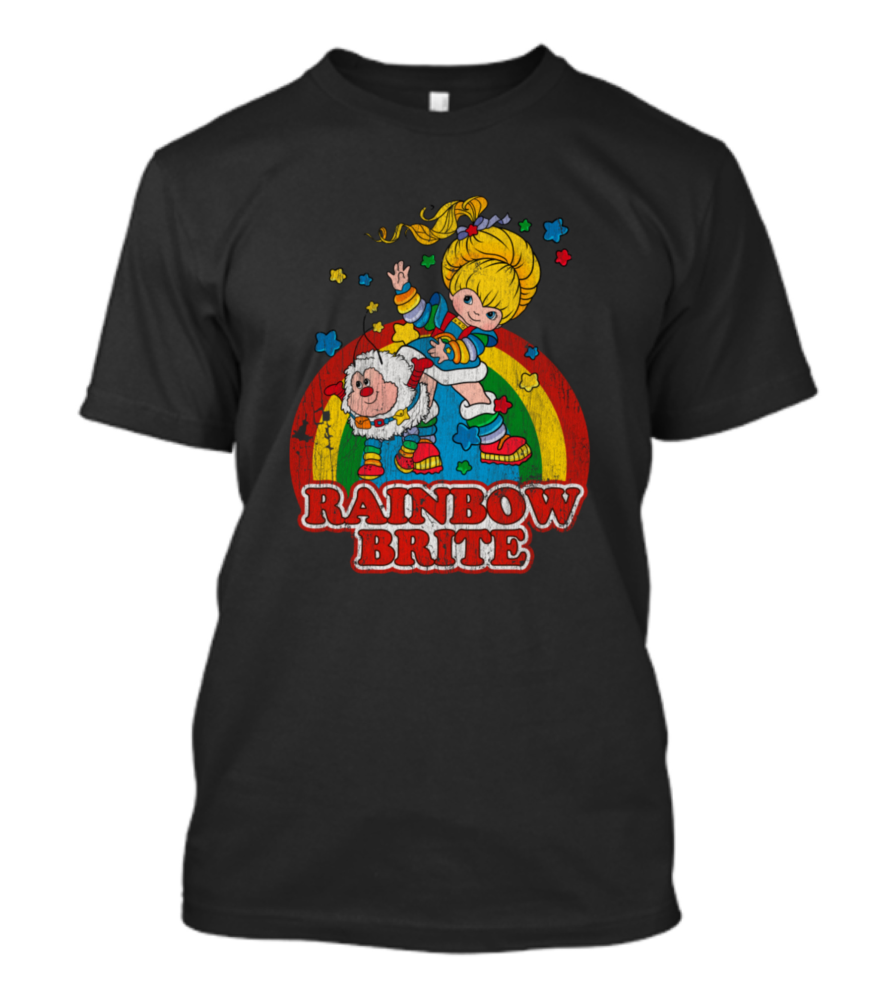 Vintage Distressed Rainbow Brite With Twink And Colorful Stars T-Shirt