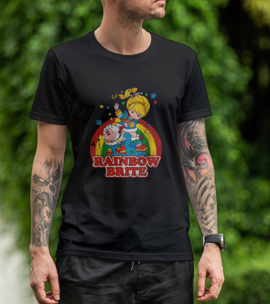 Vintage Distressed Rainbow Brite With Twink And Colorful Stars T-Shirt