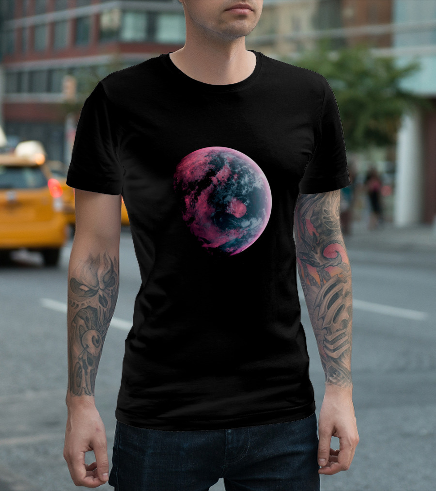 Earth Like Planet Pink Celestial Sphere T-Shirt