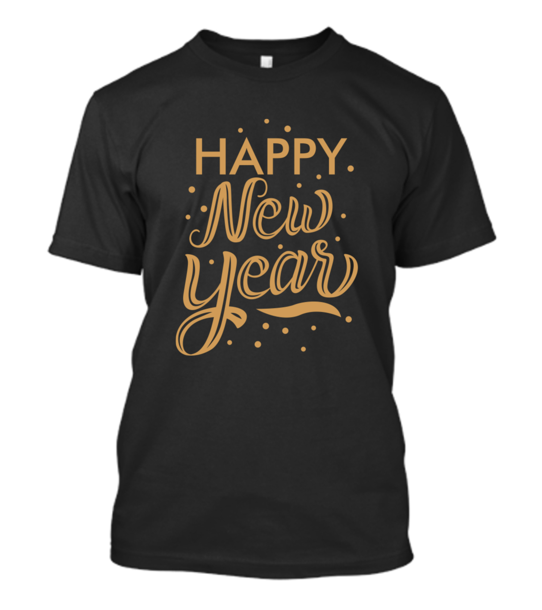 Happy New Year Dotted Vintage Holidays Celebration Gold Lettering Festive T-Shirt