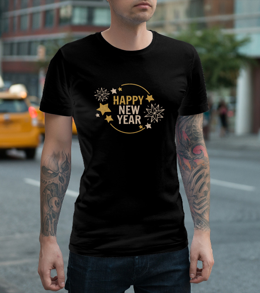 Happy New Year Cute Vintage Holidays Celebration Stars T-Shirt