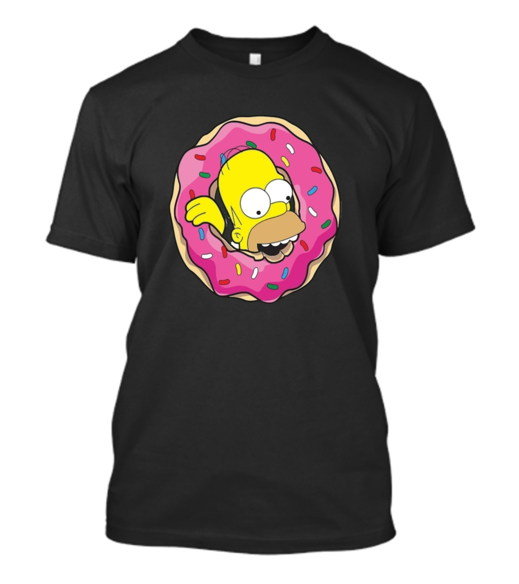 Homer Simpson Pink Frosted Donut Head With Sprinkles T-Shirt