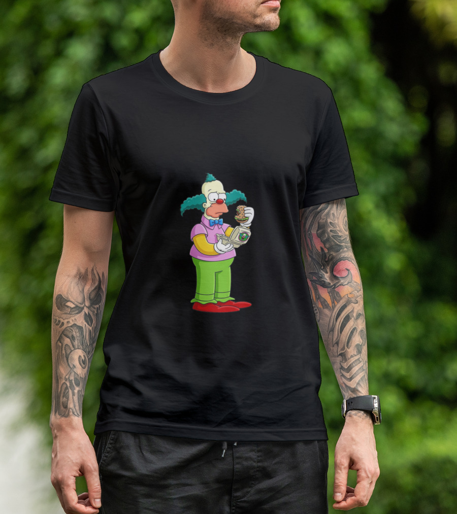 Krusty The Clown Eating Krabby Patty T-Shirt