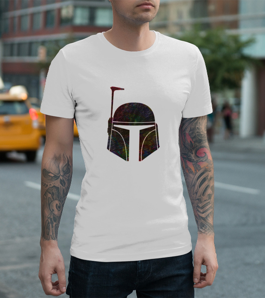 Colorful Mandalorian Helmet Outline T-Shirt