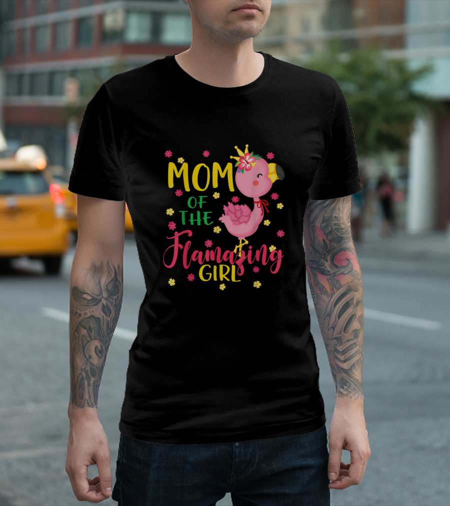 Mom of the Flamazing Girl Flamingo Birthday T-Shirt