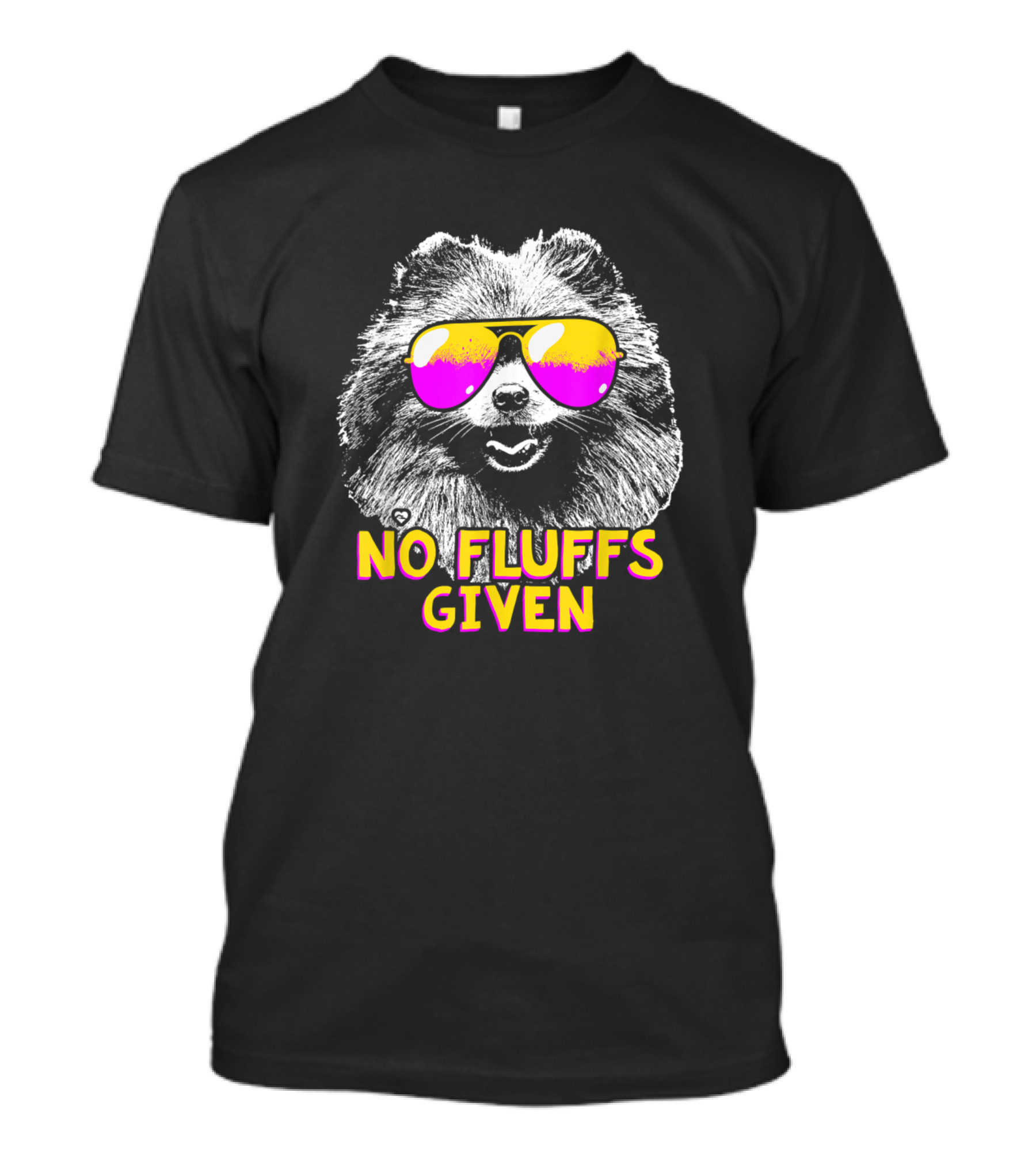 Pomeranian No Fluffs Given Sunglasses Neon T-Shirt