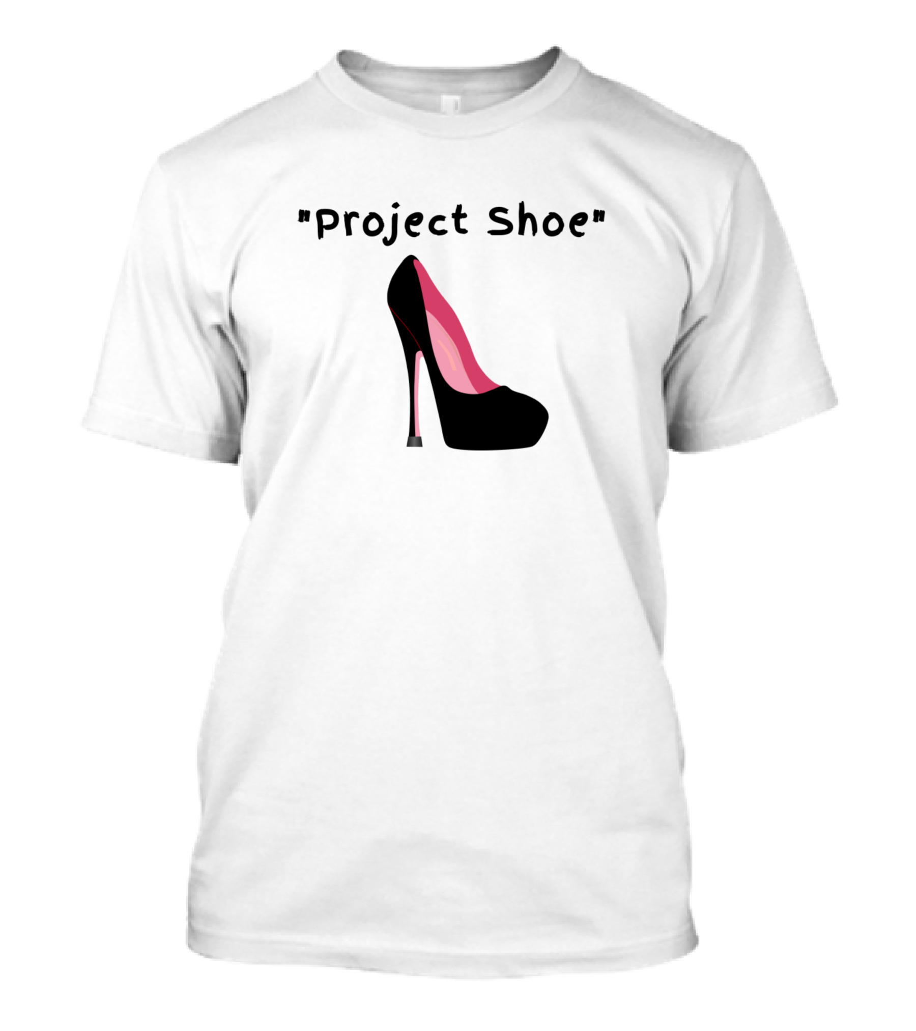 Project Shoe Black High Heel Pink Lining T-Shirt