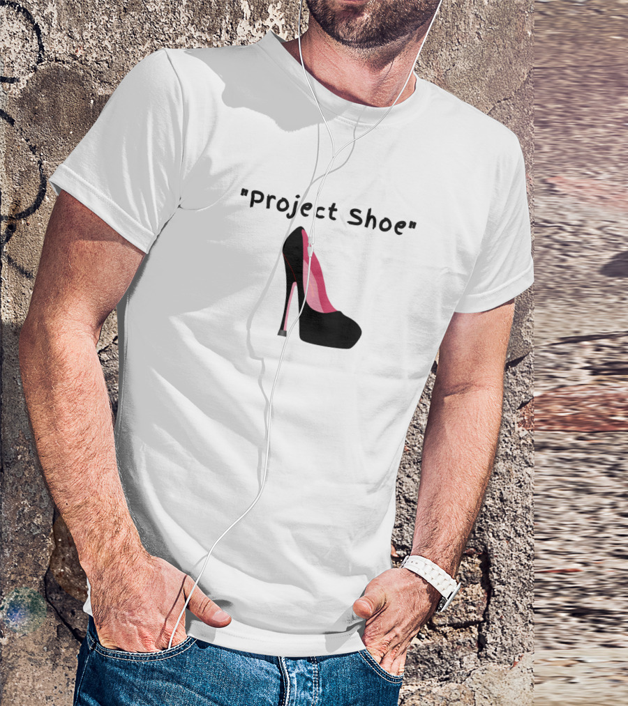 Project Shoe Black High Heel Pink Lining T-Shirt